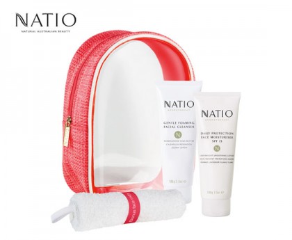 Natio 娜迪奥 清新套装3件 送 防水小包（泡沫洁面 100g+防晒日霜SPF15 100g+小毛巾）